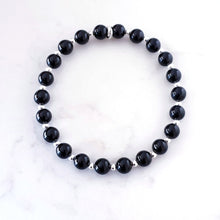 Load image into Gallery viewer, Black Agate Crystal Bracelet Sterling Silver, Stone Beaded Bracelet
