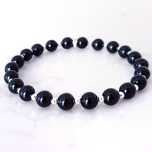 Load image into Gallery viewer, Black Agate Crystal Bracelet Sterling Silver, Stone Beaded Bracelet
