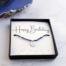Load image into Gallery viewer, blue spinel bracelet with letter charm
