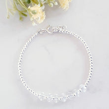Load image into Gallery viewer, 6mm x 3mm faceted crystal quartz rondelles beaded bracelet with sterling silver beads
