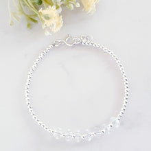 Load image into Gallery viewer, 6mm x 3mm faceted crystal quartz rondelles with sterling silver beads
