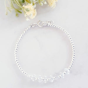 6mm x 3mm faceted crystal quartz rondelles with sterling silver beads