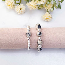Load image into Gallery viewer, Dalmatian Jasper. cream and black stones with sterling silver beads
