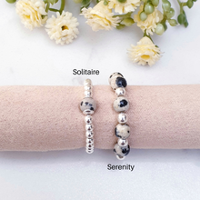 Load image into Gallery viewer, Dalmatian Jasper Beaded Rings Sterling Silver - Solitaire and Serenity Collection
