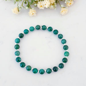 Emerald May Birthstone Bracelet Sterling Silver Stretch Design