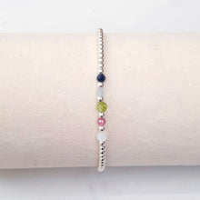 Load image into Gallery viewer, Family Birthstone Multi Gemstone Crystal Beaded Bracelet Sterling Silver

