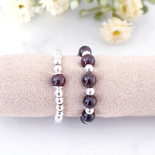 Load image into Gallery viewer, Deep red gemstone with alternating sterling silver beads
