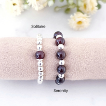 Load image into Gallery viewer, Garnet January Birthstone Beaded Ring Sterling Silver - Serenity Collection
