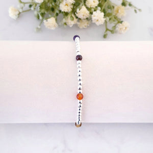 Hope Beaded Crystal Rainbow Bracelet Sterling Silver Stretch Design