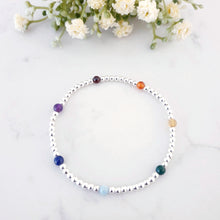 Load image into Gallery viewer, Hope Beaded Crystal Rainbow Bracelet Sterling Silver Stretch Design
