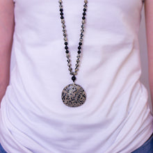 Load image into Gallery viewer, Dalmatian Jasper Necklace with Black Agate Sterling Silver
