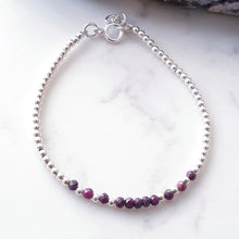 Load image into Gallery viewer, Ruby beads with sterling silver beads
