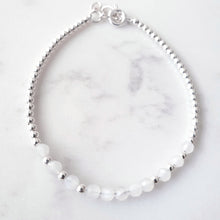 Load image into Gallery viewer, Moonstone gemstone beads with round sterling silver beads
