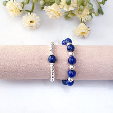 Load image into Gallery viewer, Rich navy blue gemstone crystal beads with sterling silver
