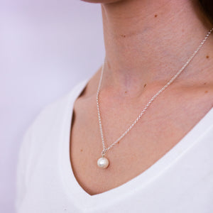 White Pearl Pendant Sterling Silver Necklace Birthstone Jewellery