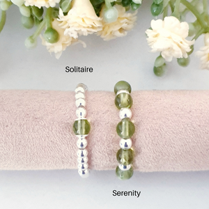 Peridot August Birthstone Beaded Ring Sterling Silver - Solitaire and Serenity Collection