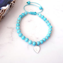 Load image into Gallery viewer, Personalised Howlite Macrame Friendship Corded Bracelet Silver
