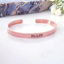 Load image into Gallery viewer, Slim copper name bangle 150mm x 6mm
