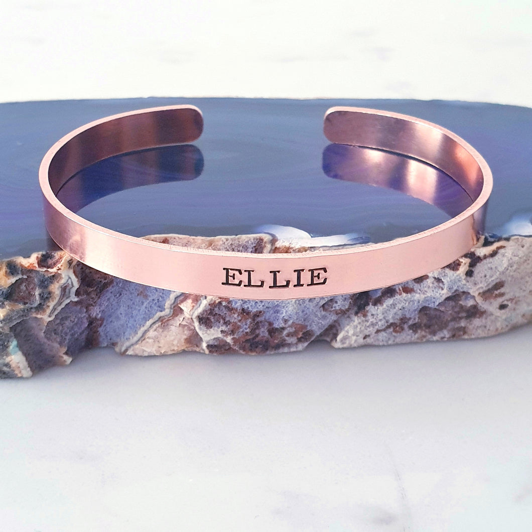 personalised copper bangle