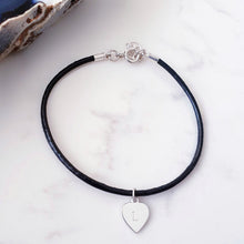 Load image into Gallery viewer, Black Leather Personalised Charm Bracelet Sterling Silver
