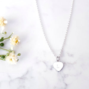 Monogram heart pendant with chain, sterling silver
