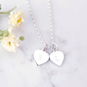 Personalised heart charm with initial sterling silver