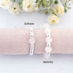 Rose Quartz Beaded Rings Sterling Silver - Solitaire and Serenity Collection