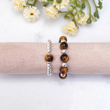 Load image into Gallery viewer, Brown stones with caramel tones, and sterling silver beads
