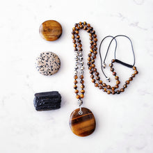 Load image into Gallery viewer, Tigers Eye Necklace with Dalmatian Jasper Sterling Silver
