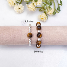 Load image into Gallery viewer, Tigers Eye Beaded Rings Sterling Silver - Solitaire and Serenity Collection

