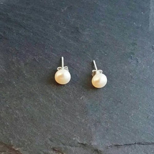 White Pearl Stud Earrings