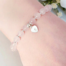 Load image into Gallery viewer, Personalised Initial Rose Quartz Bracelet Sterling Silver
